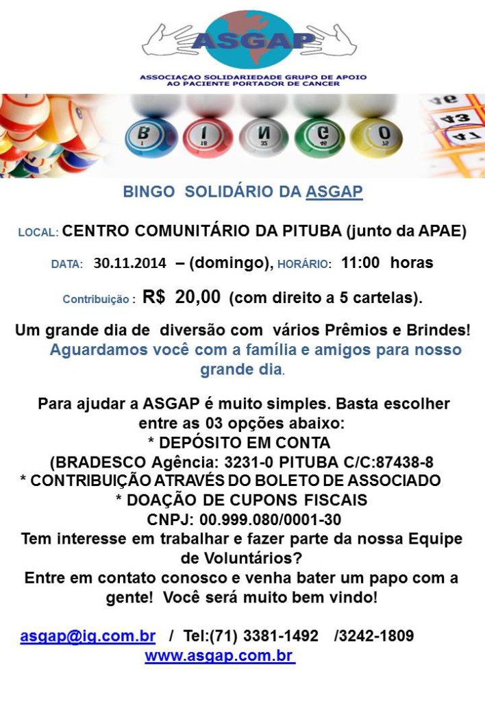 Convite - Bingo ASGAP 2014